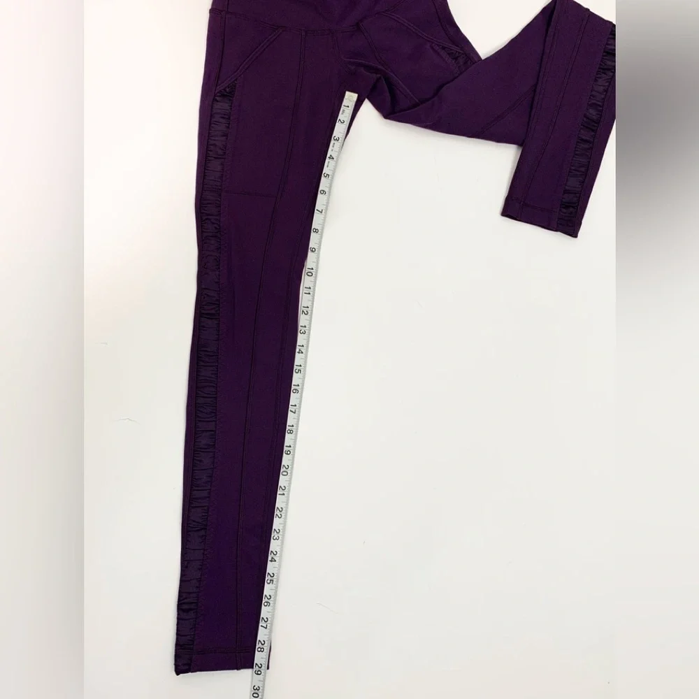Lululemon Purple Side Gathered Satin Detail Leggings Sz 2 - Picture 13 of 13